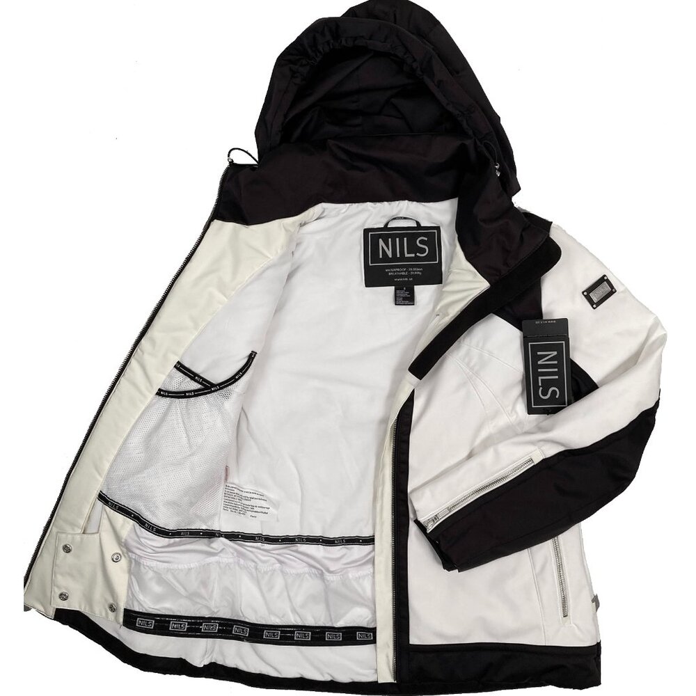 NEW $490 Nils Camilla Ski Jacket! 8 White & Black Waterproof Thermolite